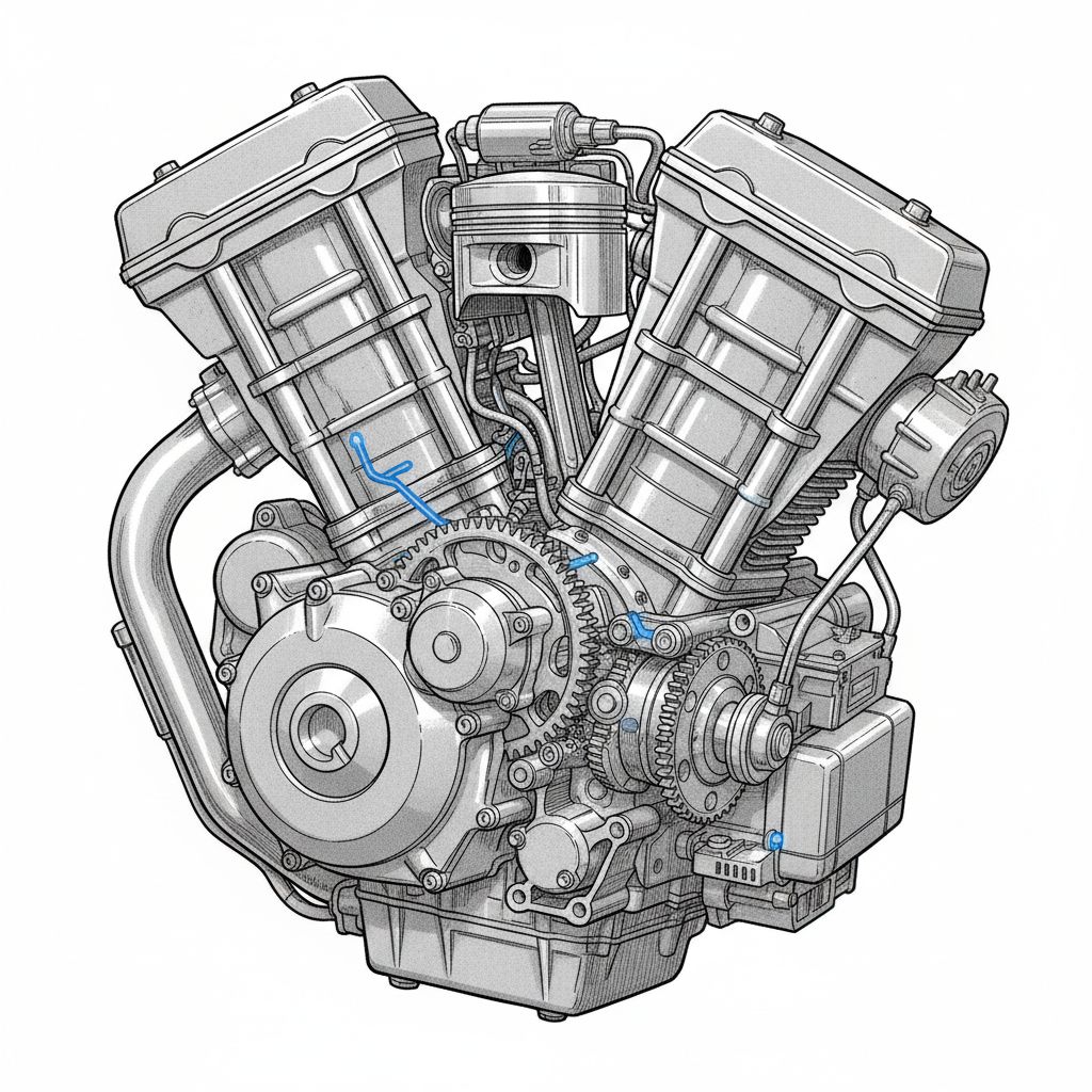 Precision mechanical engine blueprint